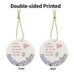Personalised Flying Heart House I Wish Move You Next Door Ceramic Ornament with Name Christmas Tree Decor Long Distance Gift for Family Friend
