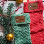 Personalizzato personaggio dei cartoni animati Patch in pelle appendere calza di Natale con nome Natale Home Decor regalo per la famiglia