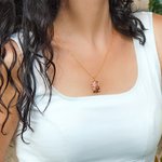 Personalized Retro Flower Petals Birthstones Hollow Rectangle Frame Pendant Necklace Dainty Jewelry Birthday Anniversary Gift for Women