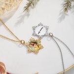 Personalised Dainty Snowflake Photo Necklace with Engraved Text Winter Jewellery Memorial Birthday Christmas Gift for Women Girls
