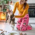 Pantalon Pyjama Personnalisé avec Portraits de Chien ou Chat et Nom Cordon de Serrage Cadeau d'Anniversaire Noël pour Amoureux d'Animaux de Compagnie