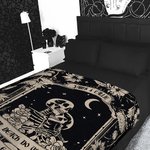 Personalised Moon Vintage Skull Floral Design Soft Throw Blanket with Name Gothic Style Home Decor Halloween Gift for Friend Family