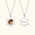 Personalised Dainty Snowflake Photo Necklace with Engraved Text Winter Jewellery Memorial Birthday Christmas Gift for Women Girls