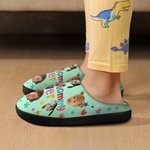 Personalizado Colorido Estrella Flor Múltiples Fotos de Diseño Antideslizante Zapatillas de felpa con Título Cumpleaños Regalo de Navidad para la Fami