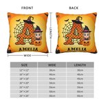 Henkilökohtainen Cartoon Vampire Witch Soft Throw tyynyn kansi Initial ja nimi Home Decor Halloween lahja pojille tytöille
