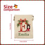 Sac d'emballage de Noël personnalisé avec nom et noeud Initiale Cadeau de Noël pour enfants Famille