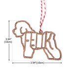 Ornement en Bois Personnalisé avec Nom et Élément Évidage en Forme de Chien et Chat Cadeau Noël pour Amoureux des Animaux de Compagnie