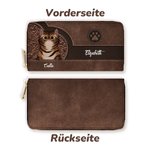 Personalisierte Retro Cartoon-Katze Geldbörse aus PU-Leder mit Namen und mehreren Fächern Reißverschluss Geburtstag Geschenk für Katzenliebhaber