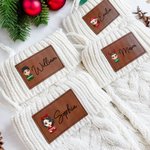 Personalizzato personaggio dei cartoni animati Patch in pelle appendere calza di Natale con nome Natale Home Decor regalo per la famiglia