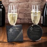 Gepersonaliseerd Grappig Voorschrift Champagne Glas en Leisteen Onderzetter met Gegraveerde Naam Verjaardagsfeestje Kerstcadeau voor Champagne Liefheb