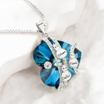 Personalizado lindo muñeco de nieve collar de cristal del corazón de la familia con 1-5 nombres grabados Navidad Cumpleaños Aniversario de regalo para