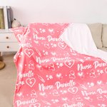 Personalised Multicolour Heart Stethoscope Medical Element Soft Fleece Throw Blanket with Name Birthday Appreciation Gift for Nurse Medical Staff