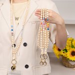 Personalisierte Bohemian Style bunte hölzerne Perlen ID Lanyard mit Namen Geburtstag Weihnachten Anerkennung Geschenk für Lehrer