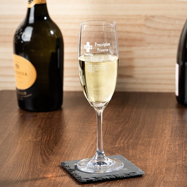 Vaso de champán con receta y posavasos de pizarra personalizados con nombre grabado Fiesta de cumpleaños Regalo de Navidad para los amantes del champá