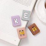 Personalized Pencil Notebook Style Magnetic Leather Bookmark Clip with Initial Birthday Christmas Back to School Gift for Book Lover Teacher