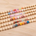 Personalisierte Bohemian Style bunte hölzerne Perlen ID Lanyard mit Namen Geburtstag Weihnachten Anerkennung Geschenk für Lehrer