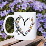Mug céramique personnalisé avec 1-6 noms Anniversaire Fête des Mères Cadeau de Noël pour Maman Grand-mère
