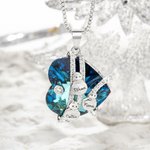 Personalizado lindo muñeco de nieve collar de cristal del corazón de la familia con 1-5 nombres grabados Navidad Cumpleaños Aniversario de regalo para