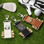 Personalised Golf Cart Portable Leather Golf Tee Holder with Name and 5 Pcs Bamboo Tees Birthday Sport Accessories Gift for Golf Players