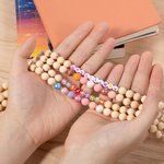 Personalisierte Bohemian Style bunte hölzerne Perlen ID Lanyard mit Namen Geburtstag Weihnachten Anerkennung Geschenk für Lehrer