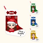 Bas de Noël personnalisé avec nom et personnage de dessin animé Cadeau de Noël pour la famille et les enfants
