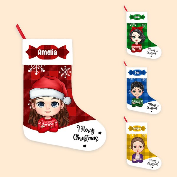 Personalizzato Cartoon Character Candy calza di Natale con nome Natale Decor Party regalo per la famiglia bambini
