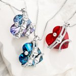 Personalizado lindo muñeco de nieve collar de cristal del corazón de la familia con 1-5 nombres grabados Navidad Cumpleaños Aniversario de regalo para