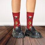 Personalized Funny 1 - 4 Face Photo Design Soft Crew Socks with Santa Hat Elk Snowflake Elements Christmas Gift for Kids Family