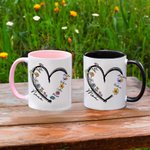 Mug céramique personnalisé avec 1-6 noms Anniversaire Fête des Mères Cadeau de Noël pour Maman Grand-mère