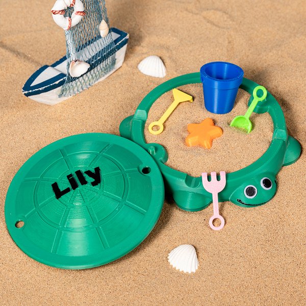 Plateau à Sable Tortue Personnalisé avec Nom Jouet en Impression 3D pour Enfant Cadeau Anniversaire pour Enfant