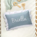 Personalized Embroidered Monogrammed Name Throw Pillow Cover with Ruffles Baby Shower Housewarming Gift for Newborn New Mom