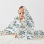 Personalized Blue Turtle Ocean Theme Receiving Blanket Swaddle Hat Headband Set with Name Coming Home Outfit Baby Shower Gift for Newborns