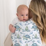 Personalized Blue Turtle Ocean Theme Receiving Blanket Swaddle Hat Headband Set with Name Coming Home Outfit Baby Shower Gift for Newborns
