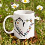 Mug céramique personnalisé avec 1-6 noms Anniversaire Fête des Mères Cadeau de Noël pour Maman Grand-mère