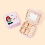 Personalised Multicolour Cartoon Women Girl Birth Flower Leather Jewellery Box with Name Portable Travel Accessories Birthday Christmas Gift for Women