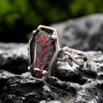 Bague gothique personnalisée Rose de cercueil Vintage avec nom gravé Noël Halloween Cadeau pour femmes hommes