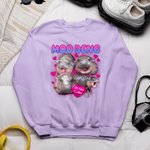 Spersonalizowany różowy Love Heart Cute Moo Deng Baby Hippo Unisex Bootleg T-shirt Bluza z imieniem Prezent urodzinowy dla fanów Moo Deng Miłośnicy