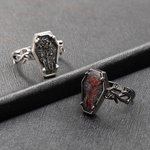 Bague gothique personnalisée Rose de cercueil Vintage avec nom gravé Noël Halloween Cadeau pour femmes hommes