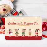 Personalised Snowman Santa Gingerbread Man Food Grade Metal Christmas Biscuit Tin 1- 6 Face Photos & Name Christmas Gift for Family