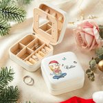 Personalised Multicolour Cartoon Women Girl Birth Flower Leather Jewellery Box with Name Portable Travel Accessories Birthday Christmas Gift for Women