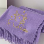 Personalisierter Super Weicher Schal mit Handgezeichnetem Sternzeichen und Namen Stickerei Geburtstag Herbst Winter Weihnachten Geschenk für Familie