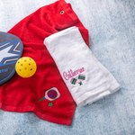 Serviette de sport brodée 100% coton avec clip et monogramme Cadeau de tournoi pour les amoureux du pickleball