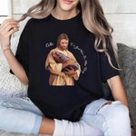 Personlig Jesus Loves Cute Moo Deng Crewneck T-skjorte Sweatshirt med navn Religiøs julegave til Moo Deng-elskere