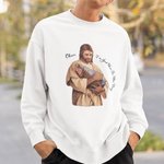 Personlig Jesus Loves Cute Moo Deng Crewneck T-skjorte Sweatshirt med navn Religiøs julegave til Moo Deng-elskere