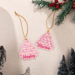 Adorno acrílico rosa personalizado para árbol de Navidad con nombre y cuerda dorada Regalo de Navidad para niñas