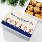 Personalised Snowman Santa Gingerbread Man Food Grade Metal Christmas Biscuit Tin 1- 6 Face Photos & Name Christmas Gift for Family