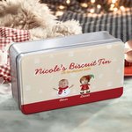 Personalised Snowman Santa Gingerbread Man Food Grade Metal Christmas Biscuit Tin 1- 6 Face Photos & Name Christmas Gift for Family