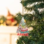 Ornement de Noël personnalisé en acrylique avec nom et cordon Cadeau de décoration d'intérieur pour les amoureux des livres Livres de lecture