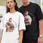 Personlig Jesus Loves Cute Moo Deng Crewneck T-skjorte Sweatshirt med navn Religiøs julegave til Moo Deng-elskere
