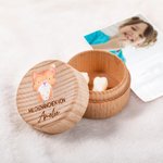 Personalizado de madera lindo dibujo animado perro gato diente caja con nombre grabado primer diente Keepsake nuevo bebé regalo para niño niña